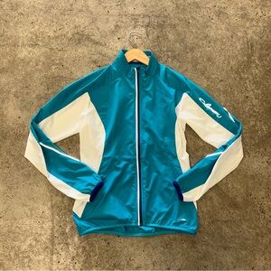 Salomon Climawind Women's Full Zip Windbreaker Jacket Small Teal White Retro